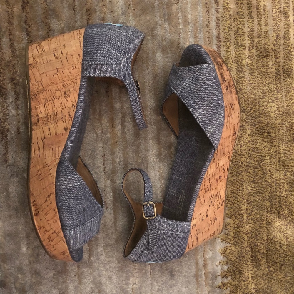 Blue Jean Toms Wedges